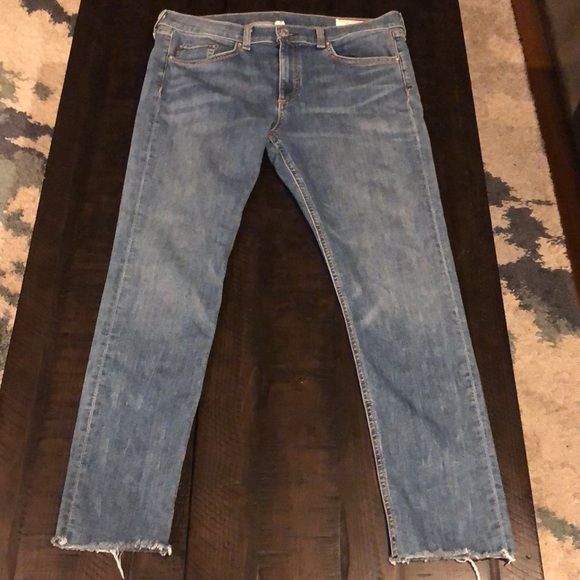 RAG & Bone Ankle Skinny Raw Hem Mid Rise Lighter Blue Denim Size 31 Soft Jeans - Picture 3 of 16